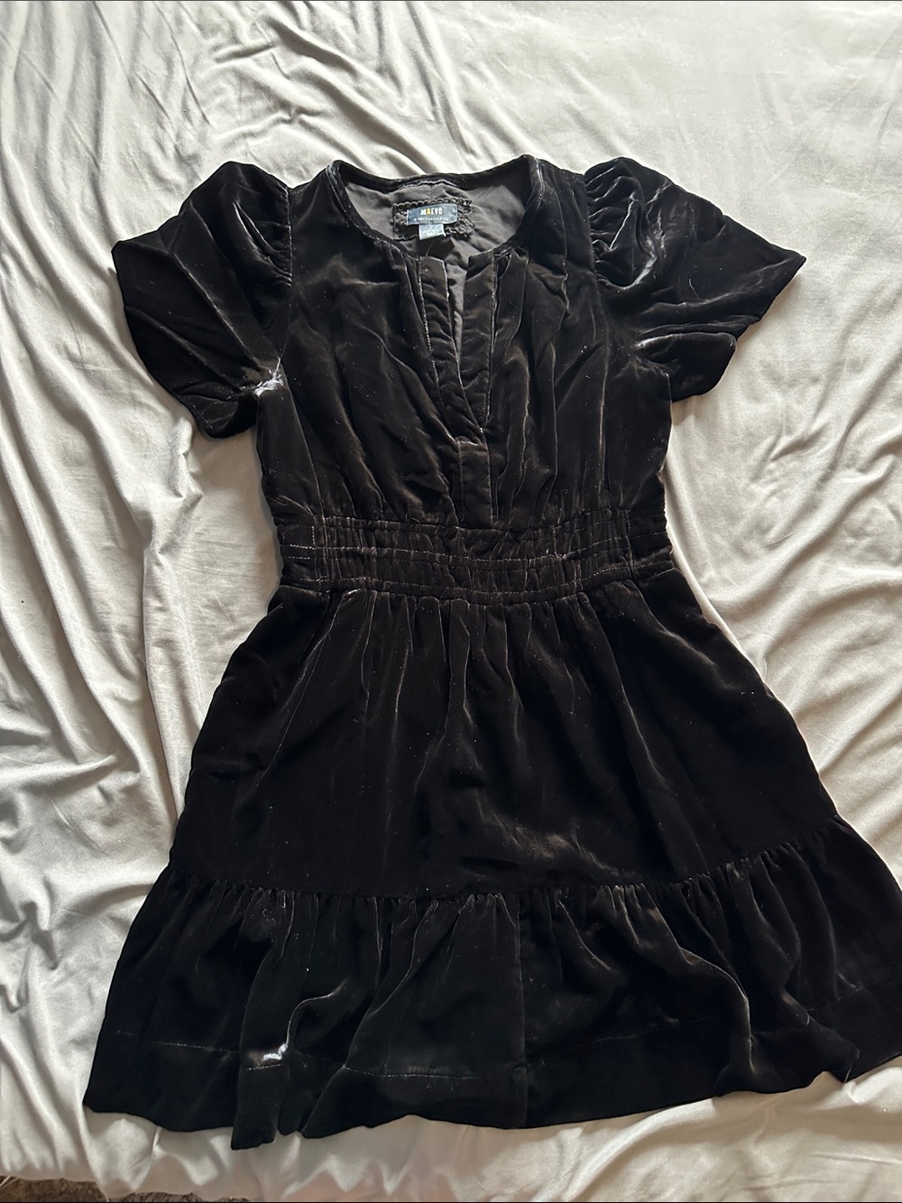 Maeve Black Velvet Somerset Mini Dress